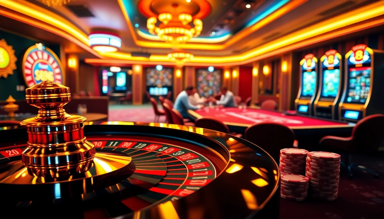 Experience thrilling gaming moments at s8 nhà cái with vibrant roulette and poker table scenes.