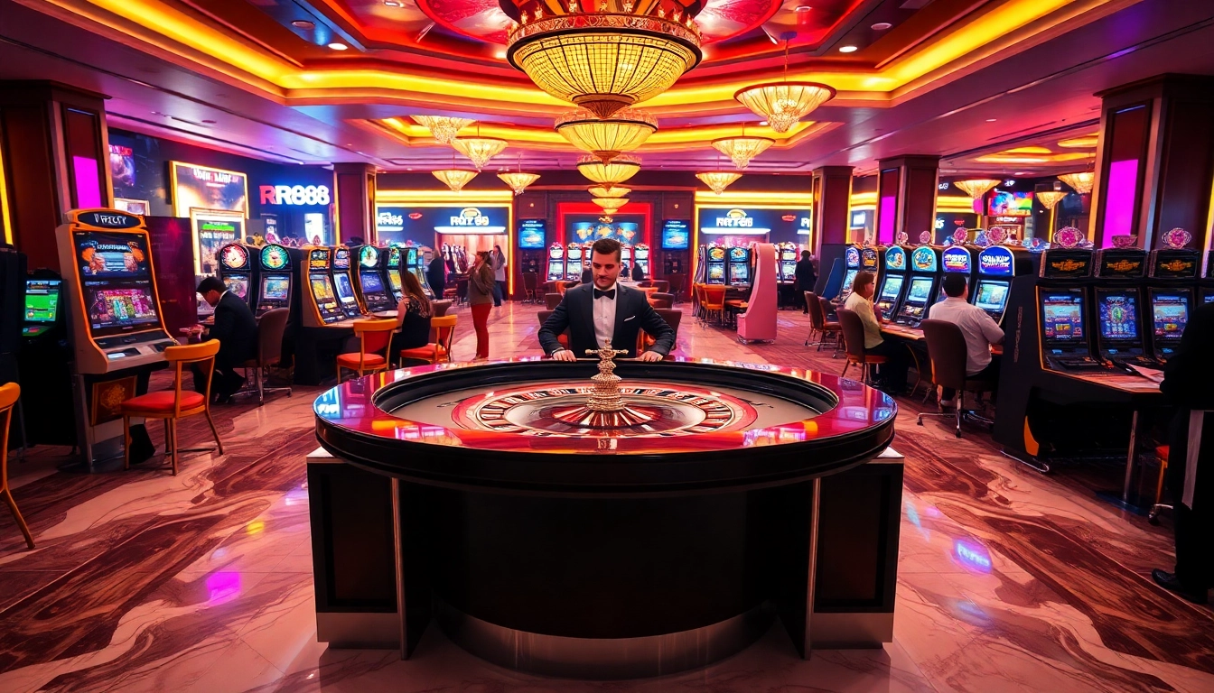 Experience excitement at RR88 with players enjoying a vibrant casino atmosphere.