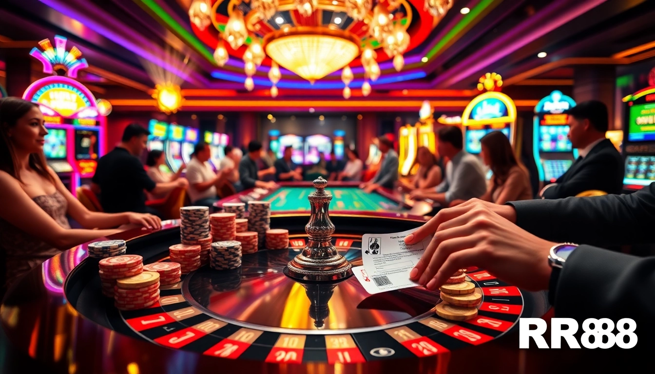 Intense players enjoying RR88's thrilling casino experience at a lively roulette table.