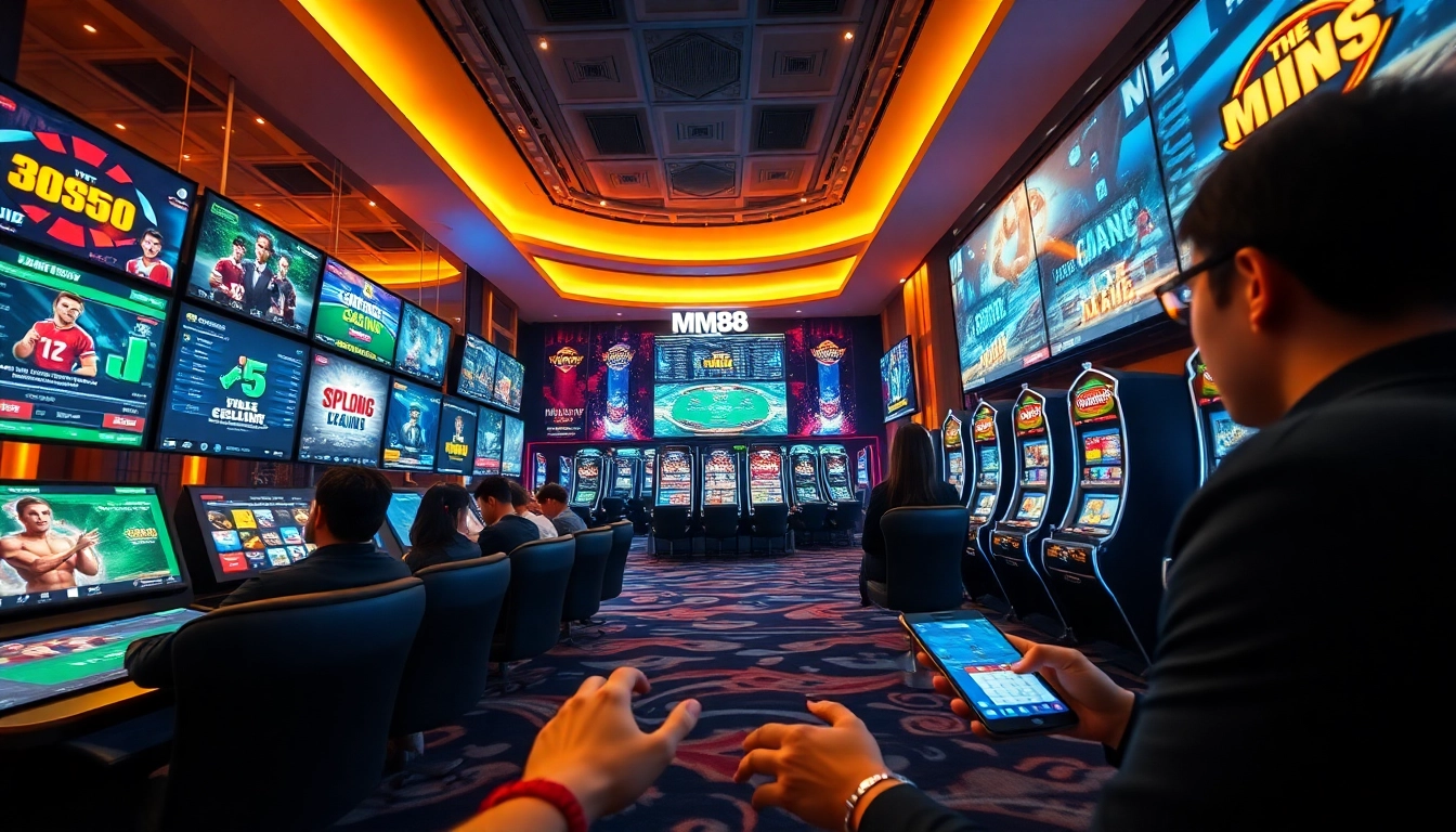 Experience the excitement of online gambling at mm88 com, featuring diverse games and a modern casino atmosphere.