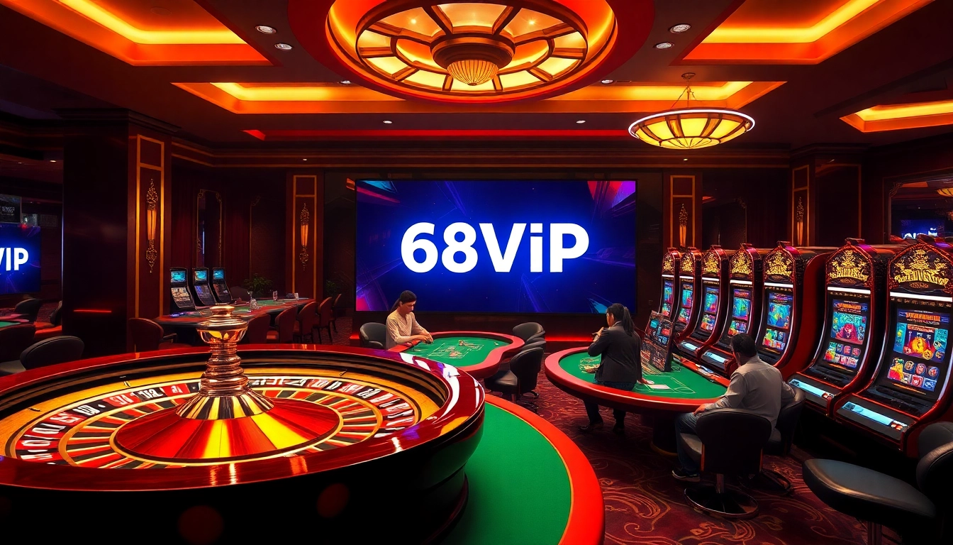 Experience high-stakes excitement with Đăng Nhập Nhà Cái 68VIP as gamblers engage at lively casino tables.