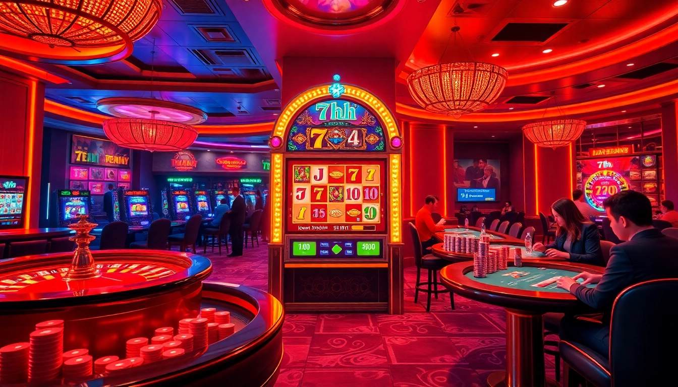 Meaningful gameplay moments at 7hh casino, featuring slot machines and poker tables.