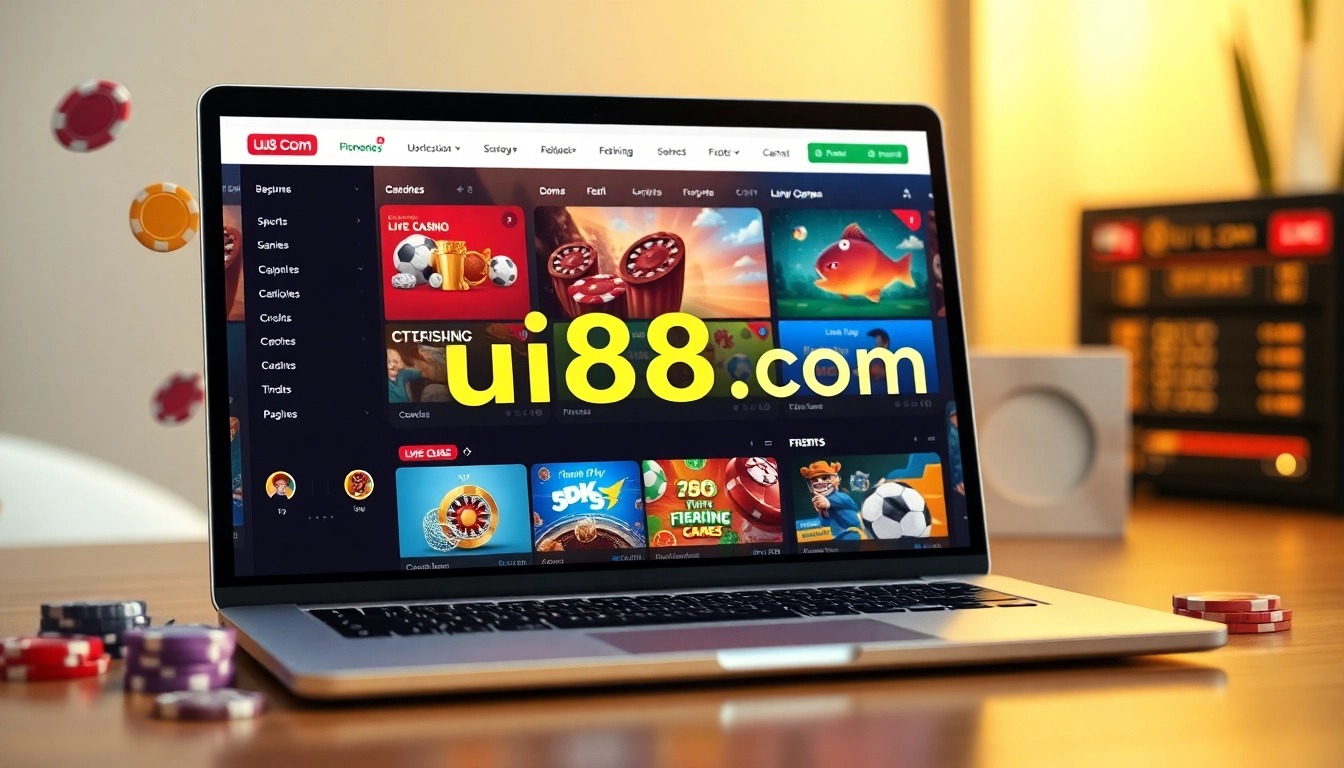 Explore the exciting features of uu88 com with a vibrant online gambling interface showcasing diverse games.